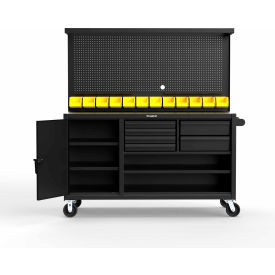 Strong Hold® Extreme Duty Mobile Workbench with Pegboard 3 Shelve 72