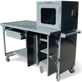 Strong Hold® Mobile Industrial Shop Table w/ Computer Cabinet 68