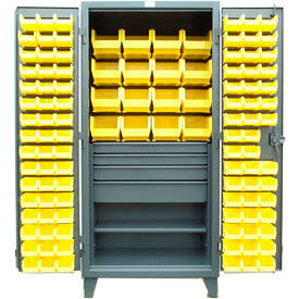 Strong Hold® Heavy Duty Bin Cabinet 36-BBS-241-4DB - With 110 Bins And Drawers 36x24x78 36-BBS-241-4DB