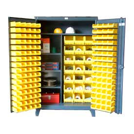 Strong Hold® Heavy Duty Bin Cabinet 46-BSCW-241-3WLR - With 165 Bins And Shelves 48x24x78 46-BSCW-241-3WLR