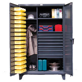 Strong Hold® Heavy Duty Bin Cabinet 46-WBD-243-7DBLD - With 48 Bins And Drawers 48x24x78 46-WBD-243-7DBLD