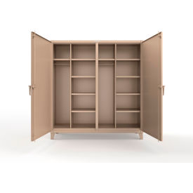 Strong Hold® Double Shift Uniform Cabinet with 10 Shelves 12 GA 72