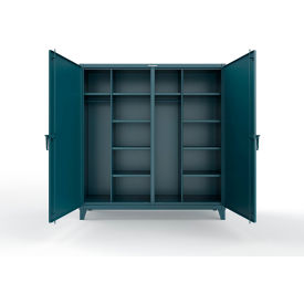 Strong Hold® Double Shift Uniform Cabinet with 10 Shelves 12 GA 72
