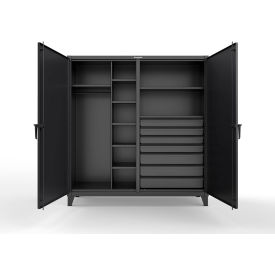 Strong Hold® Double Shift Uniform Cabinet with 7 Drawers 12 GA 72