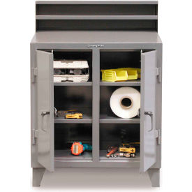 StrongHold 2 Person Cabinet Shop Desk Riser Padlockable Doors 36