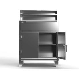 Strong Hold® Cabinet Shop Desk with Riser & Drawer 36''W x 28''D Stainless Steel 34-SD-TD-281-SS