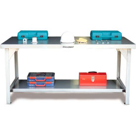 StrongHold Commercial Work Table W/ Fixed Leg Stainless Steel Square Edge 72