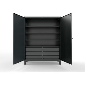 Strong Hold® Extreme Duty Cabinet w/6 Half-Width Drawers 4 Shelves 60