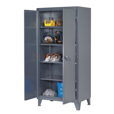 Shelving Storage Cabinet, 78 in H, 36 in W, 20 in D, Swing, Padlock Hasp, Dark Gray, 4 Shelves MPN:36-204