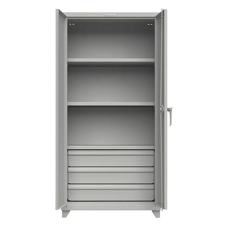 Combo Wardrobe Storage Cabinet, 75 in H, 36 in W, 24 in D, Swing, Padlock Hasp, Gray, 4 Shelves MPN:36-243-3DB-L