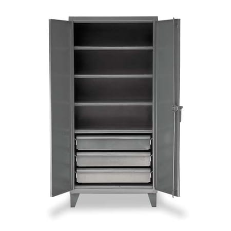 Combo Drawer Storage Cabinet, 78 in H, 36 in W, 24 in D, Swing, Padlock Hasp, Dark Gray, 3 Drawers MPN:36-244-3DB
