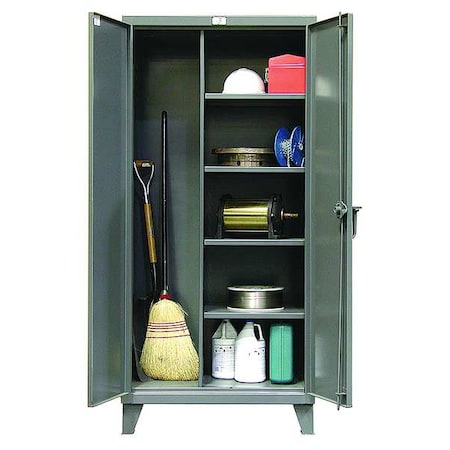 Janitorial Storage Cabinet, 78 in H, 36 in W, 24 in D, Swing, Padlock Hasp, Dark Gray, 4 Shelves MPN:36-BC-244
