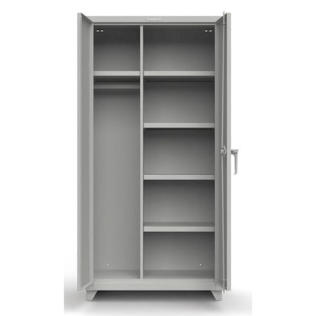 Combo Wardrobe Storage Cabinet, 75 in H, 36 in W, 24 in D, Swing, Padlock Hasp, Gray, 5 Shelves MPN:36-W-244-L