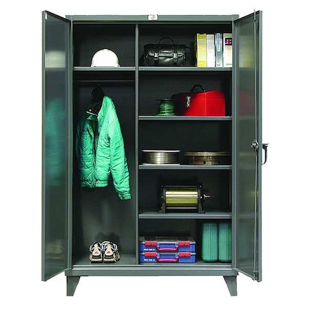 Wardrobe Storage Cabinet, 78 in H, 36 in W, 24 in D, Swing, Padlock Hasp, Dark Gray, 5 Shelves MPN:36-W-245