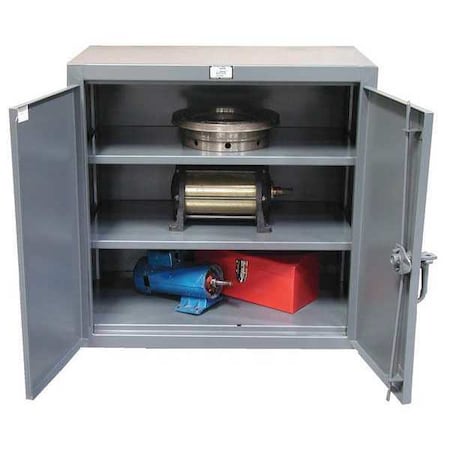 Shelving Storage Cabinet, 36 in H, 48 in W, 24 in D, Swing, Padlock Hasp, Gray, 2 Shelves, 0 Drawers MPN:43-242