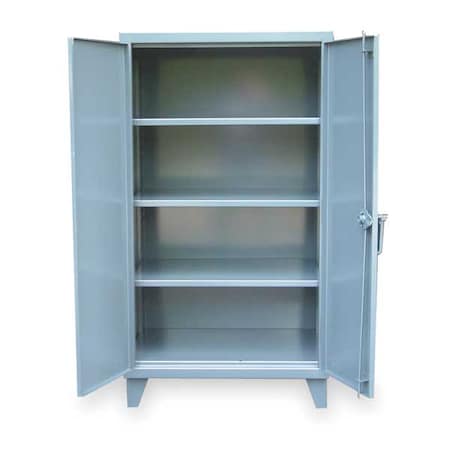 Shelving Storage Cabinet, 66 in H, 48 in W, 24 in D, Swing, Padlock Hasp, Dark Gray, 3 Shelves MPN:45-243