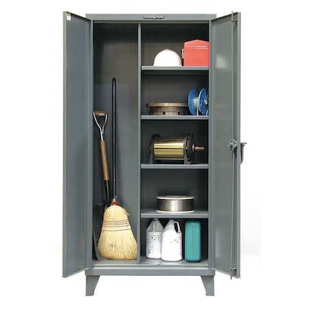 Janitorial Storage Cabinet, 66 in H, 48 in W, 24 in D, Swing, Padlock Hasp, Dark Gray, 3 Shelves MPN:45-BC-243