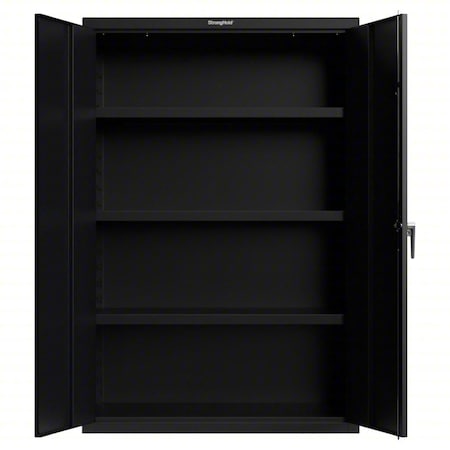 Storage Cabinet, 72 in H, 48 in W, 24 in D, Swing, Electronic Lock; Keyed Lock; Padlock Hasp, Black MPN:46-243-EK-P
