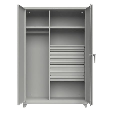Combo Wardrobe/Drawer Storage Cabinet, 75 in H, 48 in W, 24 in D, Swing, Padlock Hasp, Gray MPN:46-W-243-7DB-L