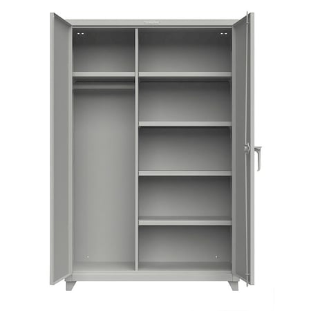 Combo Wardrobe Storage Cabinet, 75 in H, 48 in W, 24 in D, Swing, Padlock Hasp, Gray, 5 Shelves MPN:46-W-244-L