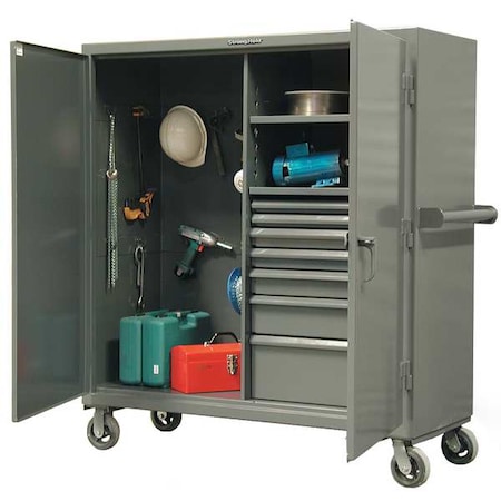 Solid Door Storage Cabinet, 60 in W, 68 in H, 24 in D, Dark Gray MPN:55-242-7/5DB-CA
