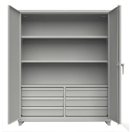 Combo Wardrobe Storage Cabinet, 75 in H, 60 in W, 24 in D, Swing, Padlock Hasp, Gray, 1 Shelves MPN:56-243-6/5DB-L