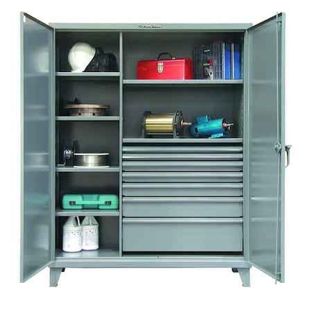 Combo Drawer Storage Cabinet, 78 in H, 60 in W, 24 in D, Swing, Padlock Hasp, Dark Gray, 7 Drawers MPN:56-246-7/5DB