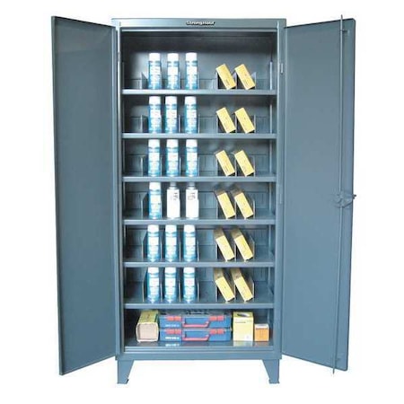 Shelving Storage Cabinet, 78 in H, 60 in W, 24 in D, Swing, Padlock Hasp, Dark Gray, 6 Shelves MPN:56-246PH-42VD