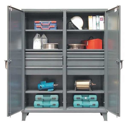 Combo Drawer Storage Cabinet, 78 in H, 60 in W, 24 in D, Swing, Padlock Hasp, Dark Gray, 6 Drawers MPN:56-DS-246-6DB