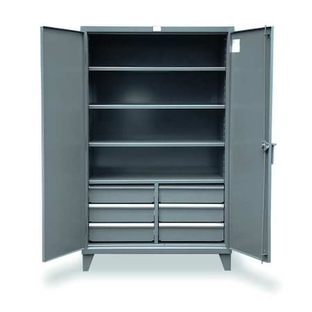 Combo Drawer Storage Cabinet, 78 in H, 72 in W, 24 in D, Swing, Padlock Hasp, Dark Gray, 6 Drawers MPN:66-244-6/5DB