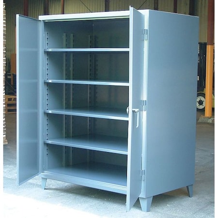 Shelving Storage Cabinet, 78 in H, 72 in W, 36 in D, Swing, Padlock Hasp, Dark Gray, 4 Shelves MPN:66-364