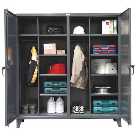 Combo Wardrobe Storage Cabinet, 78 in H, 72 in W, 24 in D, Swing, Padlock Hasp, Dark Gray, 0 Drawers MPN:66-DSW-2410