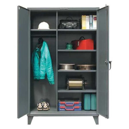 Wardrobe Storage Cabinet, 78 in H, 72 in W, 24 in D, Built-In Hasp, Padlock Hasp, Dark Gray MPN:66-W-245