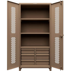 Strong Hold® HD Stationary Ventilated Cabinet w/3 Shelves 6 Drawers 36