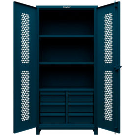 Strong Hold® HD Stationary Ventilated Cabinet w/3 Shelves & 6 Drawers 36