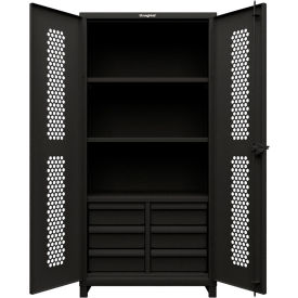 Strong Hold® HD Stationary Ventilated Cabinet w/3 Shelves & 6 Drawers 36