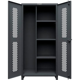 Strong Hold® HD Stationary Ventilated Cabinet w/ 3 Shelves 36