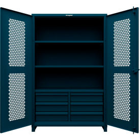 Strong Hold® Ventilated (Hex) Cabinet w/6 Half-Width Drawers 3 Shelves 48