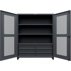 Strong Hold® HD Stationary Ventilated Cabinet w/3 Shelves 6 Drawers 60