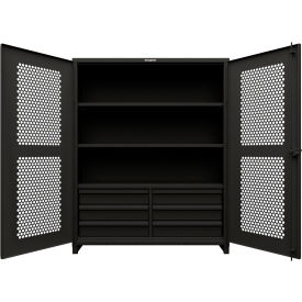 Strong Hold® HD Stationary Ventilated Cabinet w/3 Shelves 6 Drawers 60