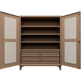 Strong Hold® HD Stationary Ventilated Cabinet w/4 Shelves 6 Drawers 60