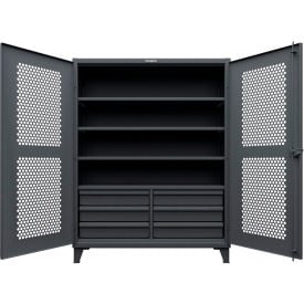 Strong Hold® HD Ventilated Cabinet w/4 Shelves 6 Drawers 60
