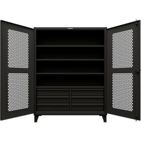 Strong Hold® HD Stationary Ventilated Cabinet w/4 Shelves 6 Drawers 60