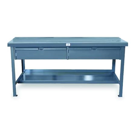 Industrial Shop Table with Drawers, Steel, 48