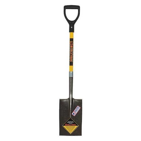 Garden Spade Shovel, 14 ga 14 ga. Steel Blade, Rear Rolled Step, 29 in L Premium Fiberglass Handle MPN:49734