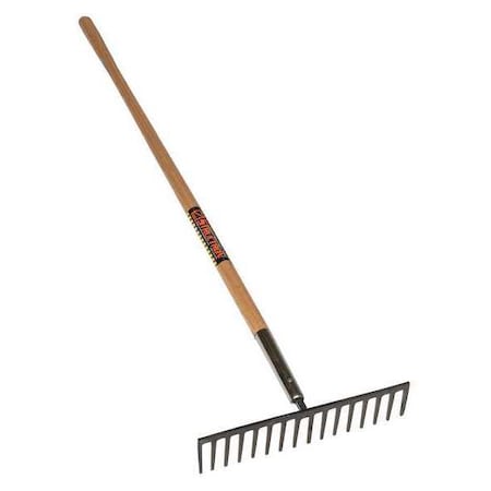 Stone Rake, 16 Tines, 66 in L Hardwood Handle MPN:63126