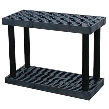 Freestanding Plastic Shelving, Open Style, 16 in D, 36 in W, 27 in H, 2 Shelves, Black MPN:S3616B