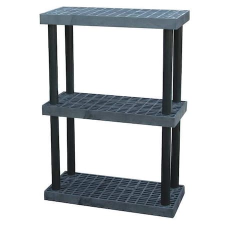 Freestanding Plastic Shelving, Open Style, 16 in D, 36 in W, 51 in H, 3 Shelves, Black MPN:S3616X3