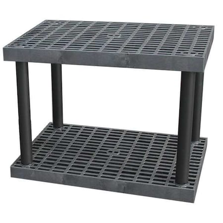 Freestanding Plastic Shelving, Open Style, 24 in D, 36 in W, 27 in H, 2 Shelves, Black MPN:S3624B