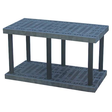 Freestanding Plastic Shelving, Open Style, 24 in D, 48 in W, 27 in H, 2 Shelves, Black MPN:S4824B